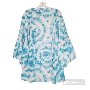 Womens Tie Dye Kimono Maxi Bell Sleeve Robe Boho Hippie Robe Beach